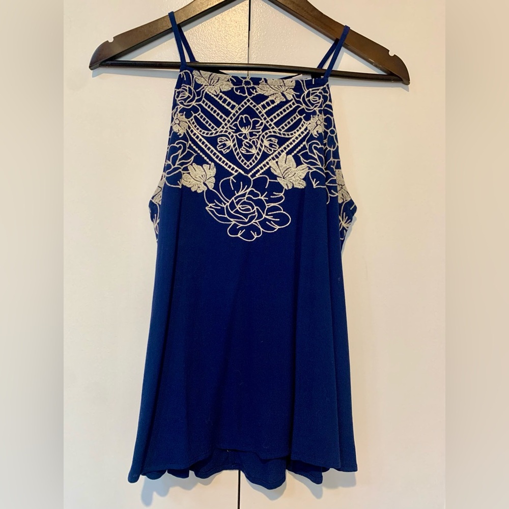 T.J.Maxx Blue Top with Embroidery